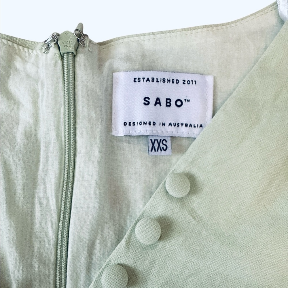 Sabo Skirt Green Puff Sleeve Ruched Mini Dress | XXS - Picture 4 of 6
